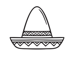 mexican hat icon doodle hand drawn. Outline line drawing clipart symbol