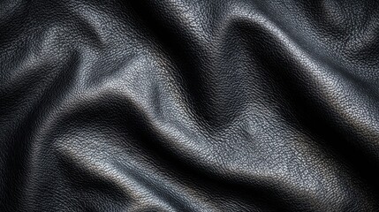 Obraz premium macro view of fine black leather texture perfect for backgrounds or design elements natural grain and subtle sheen suggest luxury and quality in this detailed material closeup