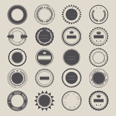 classic retro emblem and label vector collection with ornamental frame stars minimal design for certificates awards stamping