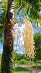 Bunches of palm flowers