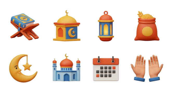 Islamic Icons: Ramadan and Eid Celebration Elements