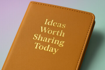 Elegant Leather Journal With Gold Embossed Title On Pastel Gradient