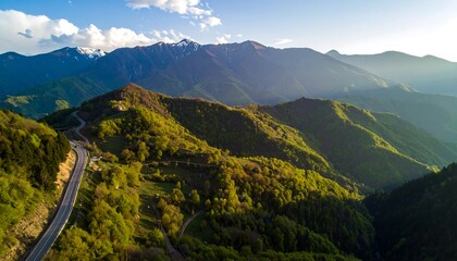 Mountainous landscape with winding road