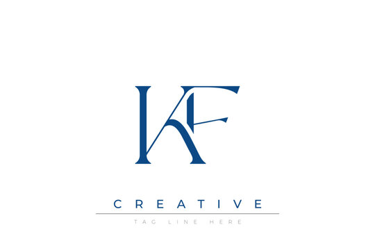 Blue stylized letters KF combined in a modern design on a clean white background, evoking professionalism and creativity. Ideal for branding, business identity, and corporate representation concepts.