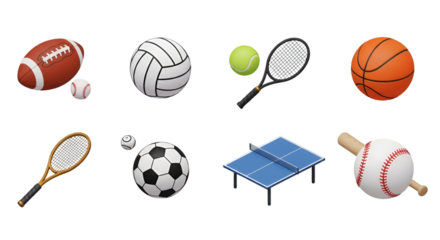 Assortment of Sports Equipment on Black Background