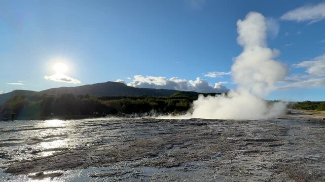 Geysir Geothermal Eruption in Golden Circle Iceland