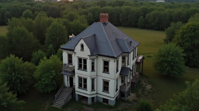 Vertical Video of abandoned House Aerial View