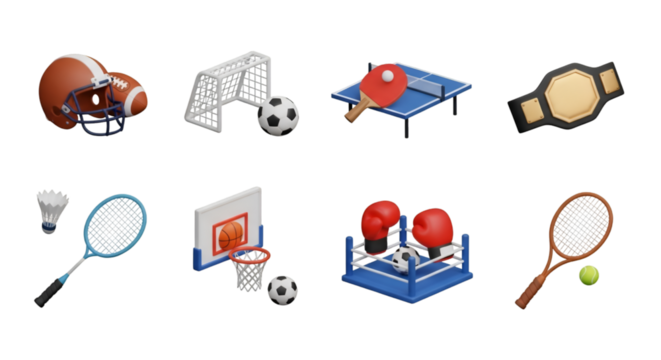 Diverse Sports Equipment and Arenas Collection - Powered by Adobe