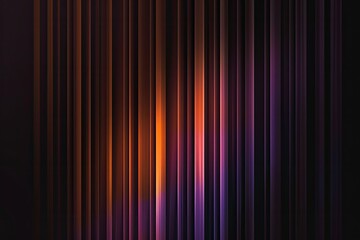 Abstract image of vertically aligned, richly colored fabric panels, exhibiting a gradient of dark purples, oranges and browns, suggesting a theatrical curtain or similar textured material