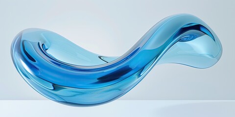 Abstract rendering of a flowing, translucent blue form against a light background, suggesting movement and fluidity