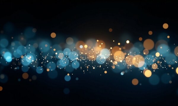 blackground of abstract glitter lights. blue, gold and black. de focused