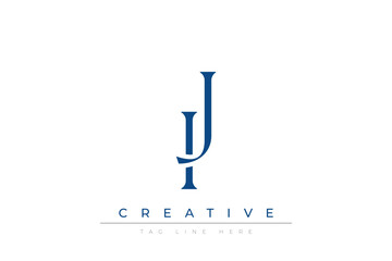 Blue stylized letters IJ combined in a modern design on a clean white background, evoking professionalism and creativity. Ideal for branding, business identity, and corporate representation concepts.