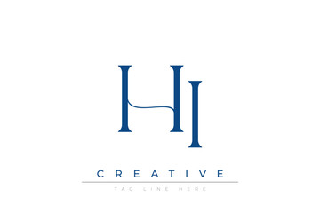 Blue stylized letters HI combined in a modern design on a clean white background, evoking professionalism and creativity. Ideal for branding, business identity, and corporate representation concepts.
