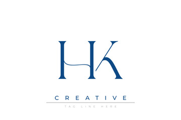 Blue stylized letters HK combined in a modern design on a clean white background, evoking professionalism and creativity. Ideal for branding, business identity, and corporate representation concepts.