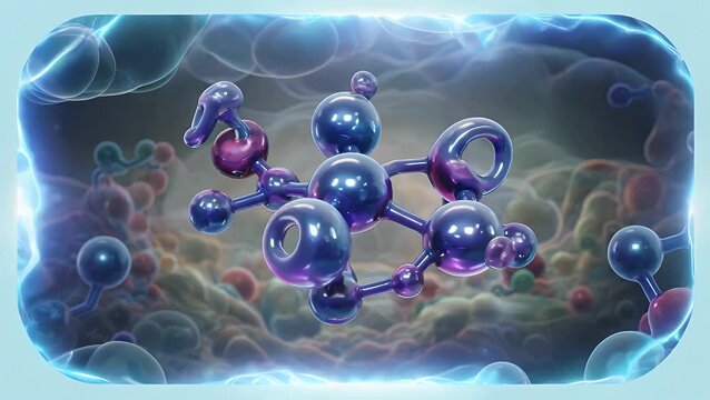 Molecular structure of the vital cellular energy production coenzyme compound with luminous neon glow