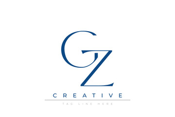 Blue stylized letters GZ combined in a modern design on a clean white background, evoking professionalism and creativity. Ideal for branding, business identity, and corporate representation concepts.