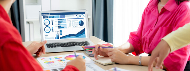 Business data dashboard provide business intelligence analytic for marketing strategy planning brisk with big data set to analyze customer demands and foreseeing business future