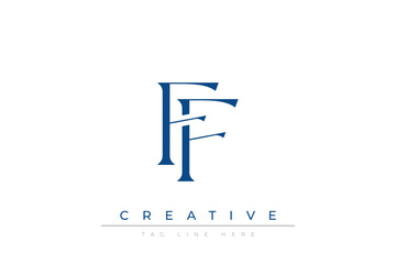 Blue stylized letters FF combined in a modern design on a clean white background, evoking professionalism and creativity. Ideal for branding, business identity, and corporate representation concepts.