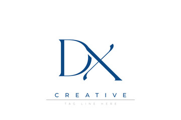 Blue stylized letters DX combined in a modern design on a clean white background, evoking professionalism and creativity. Ideal for branding, business identity, and corporate representation concepts.