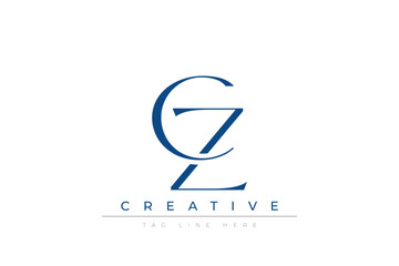 Blue stylized letters CZ combined in a modern design on a clean white background, evoking professionalism and creativity. Ideal for branding, business identity, and corporate representation concepts.
