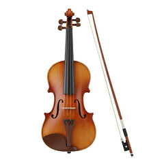Fototapeta premium High-Resolution 3D Render of a Classic Violin and Bow, Isolated on White Background