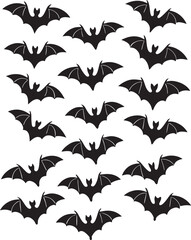 Naklejka premium Black bat silhouettes flying pattern bats