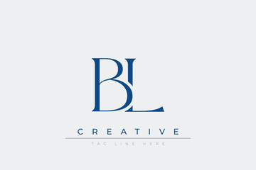 Blue stylized letters BL combined in a modern design on a clean white background, evoking professionalism and creativity. Ideal for branding, business identity, and corporate representation concepts.