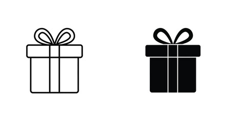 Two gift box icons: outline and solid black.