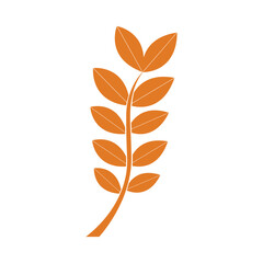 Decorative botanical illustration of a floral branch with leaves and plant elements