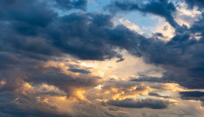 Dramatic evening sky. Sunset time.