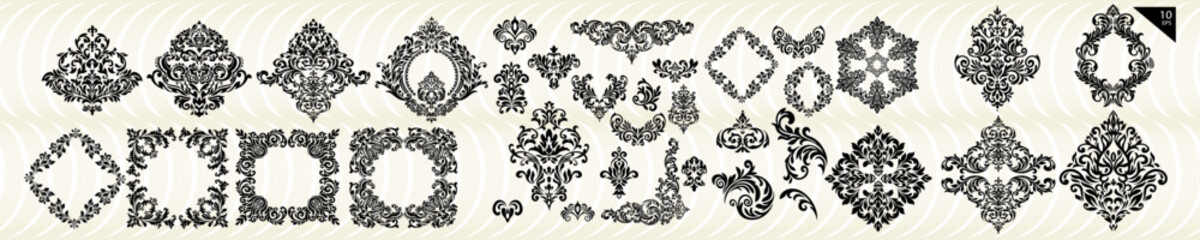 Vintage set of patterns. For wedding invitations, wallpapers, stained glass windows and cards.