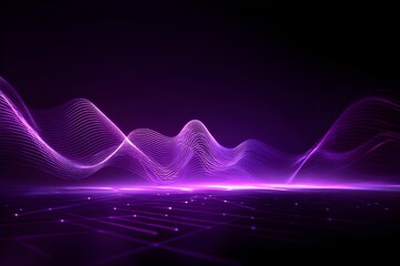 Digital Wave Patterns Illuminated by Vibrant Neon Purple Lighting for Tech and Gaming Designs