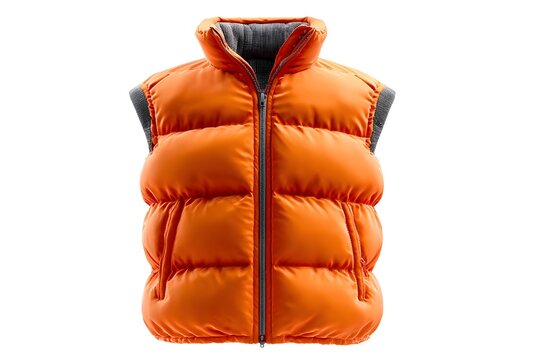 Down Vest Isolated on White Background for Winter Fashion and Outdoor Apparel Design