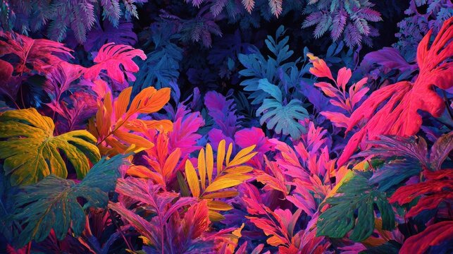 neon jungle brightly colored dark backdrop