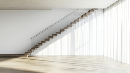 Obraz premium Modern interior staircase wood glass white sunlight