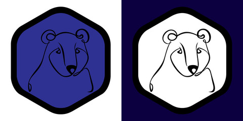 Decorative Bear Head in  black and white colors