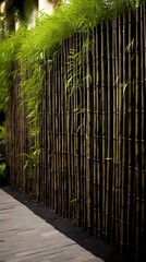 Bamboo fence with vibrant green foliage creating a natural privacy screen boundary