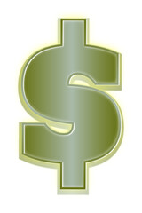 US Dollar Currency Symbol with Green Glow