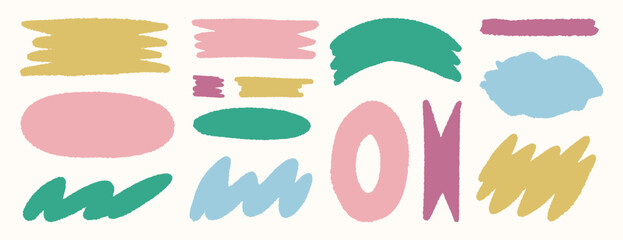 Hand drawn abstract shapes and brush elements for decoration or background