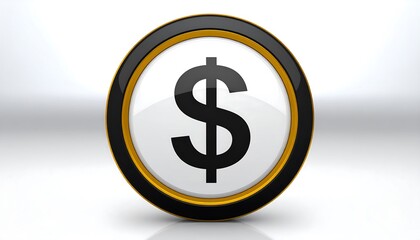 Fototapeta premium Iconic dollar symbol on a glossy surface with reflection