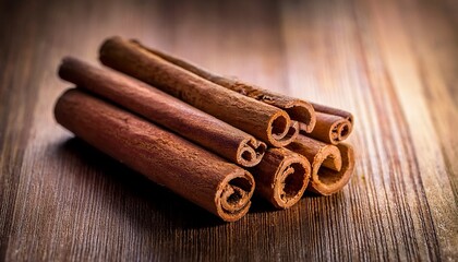 Cinnamon Sticks On Wooden Background