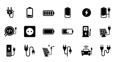 Charging Devices, Technology Illustration, Digital Environment, Minimalist Design, Flat View