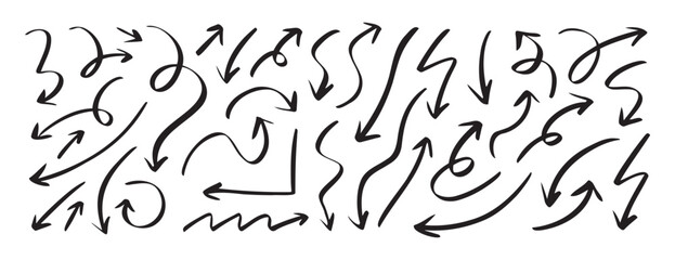 Hand drawn arrow doodle set simple line art directional shapes