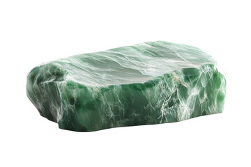 Fototapeta premium Jadeite polished gem block with beautiful textures, isolated on transparent background