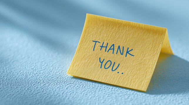 Yellow sticky note with handwritten thank you message