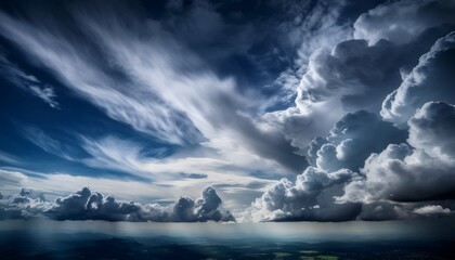 Obraz premium A Sky Filled With Layered Clouds Moving In Different Directions Creating A Dynamic Swirling Motion Against A Deep Moody Sky