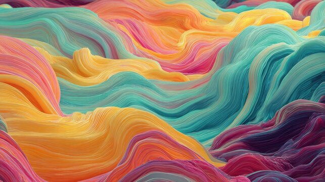 vibrant retro waves flowing with rhythmic color creating a dynamic visual experience