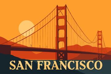 Obraz premium Golden Gate Bridge Sunset San Francisco