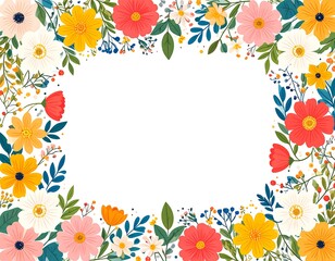Obraz premium Colorful floral frame on white background
