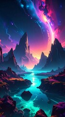 Majestic mountain landscape under a vibrant sky